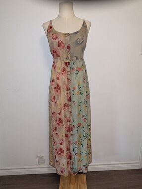 Floral Patchwork Maxi Dress - Multicolor